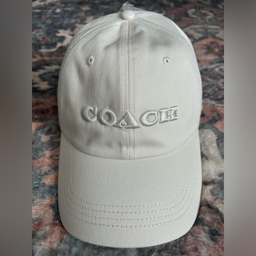 Authentic Coach embroidered ball cap in chalk colour